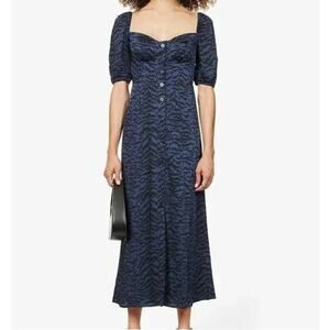 Good American Satin Midi Dress‎ Sweetheart Neck Puff Sleeves Coquette 1 S 4